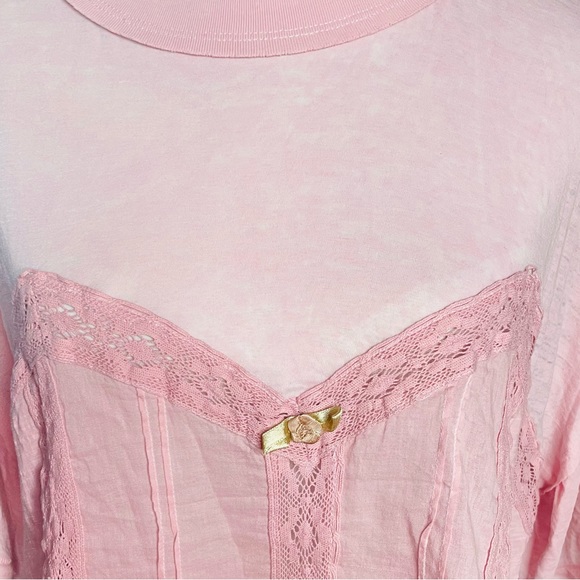 Free People Fall in Love Tee Top Blush Pink Size Large - Picture 5 of 8